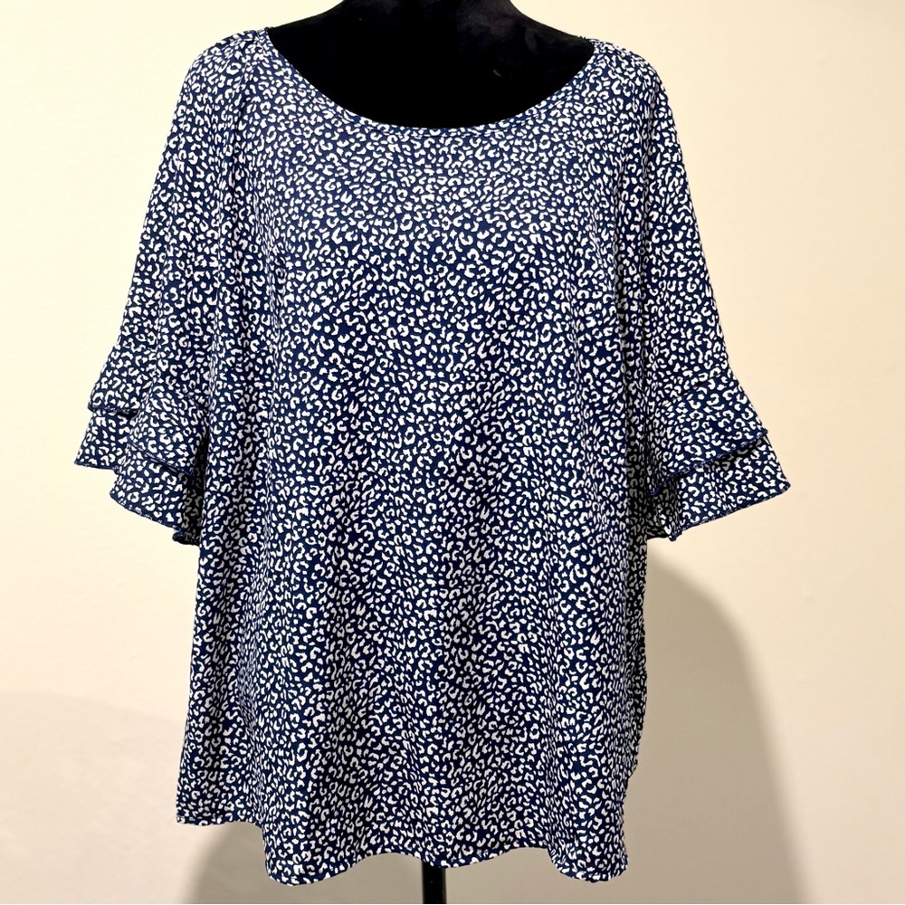 Leopard Print Ruffle Sleeve SHIEN Curve Blouse